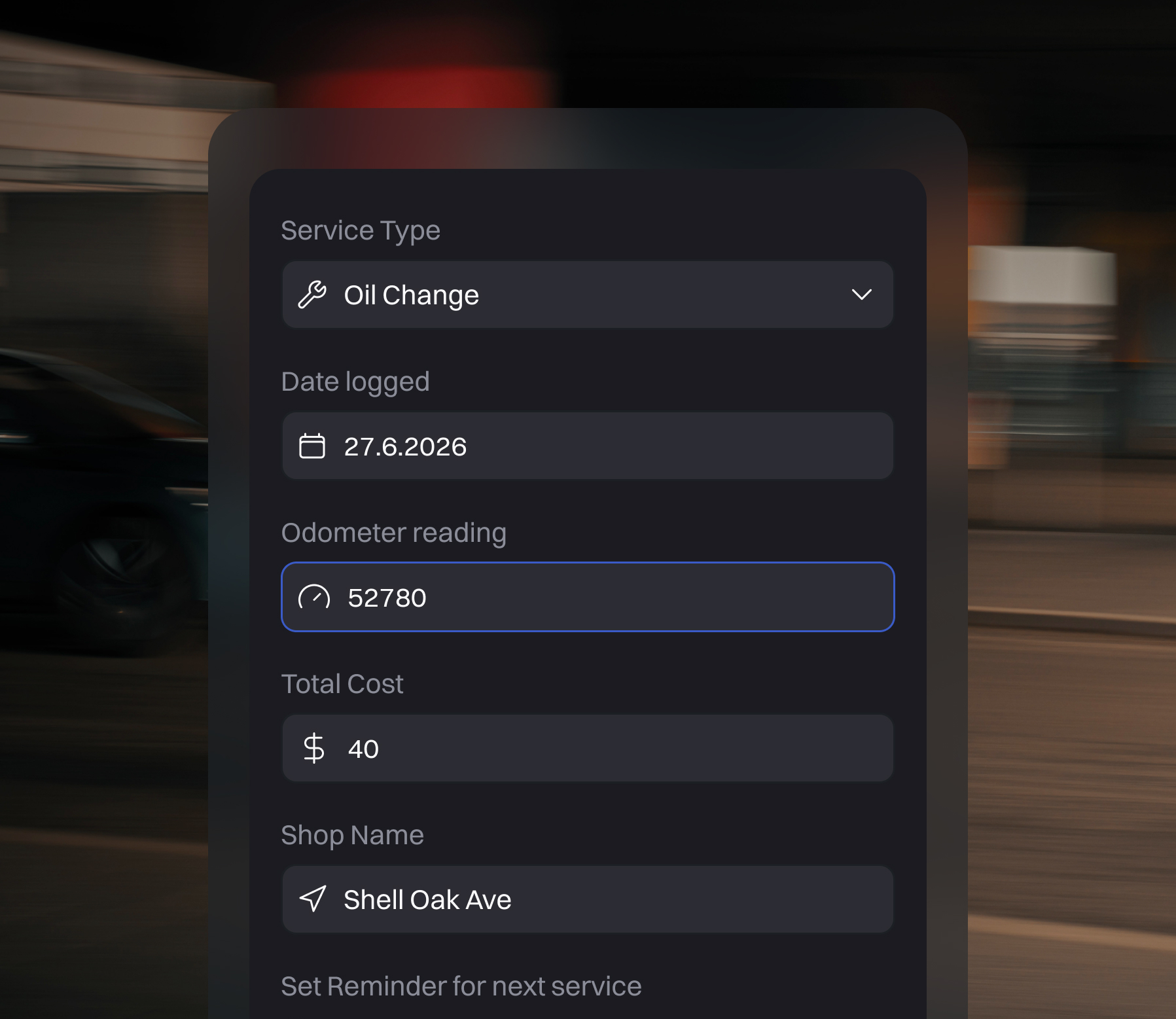 Motorcycle expense and maintenance tracking in TORQ Track
